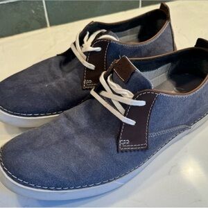 Clarks 9 denim canvas men’s shoe EUC SPORTY tie casual
